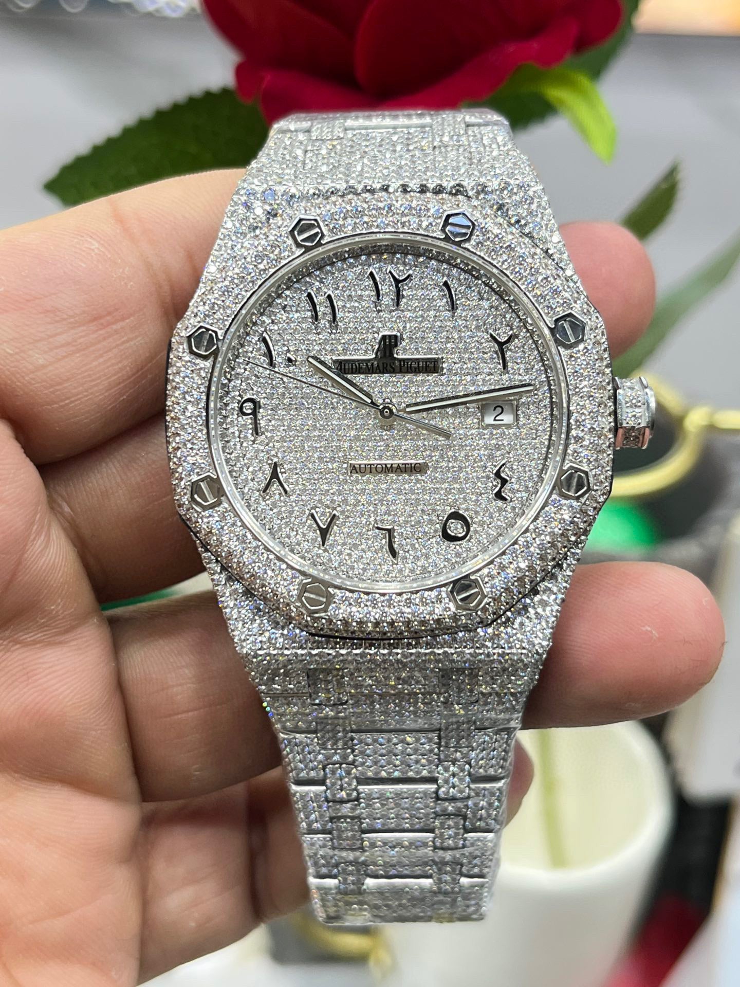 Audemars Piguet Royal Oak 15400 "Full Diamond Paved / Iced Out" – Custom Edition