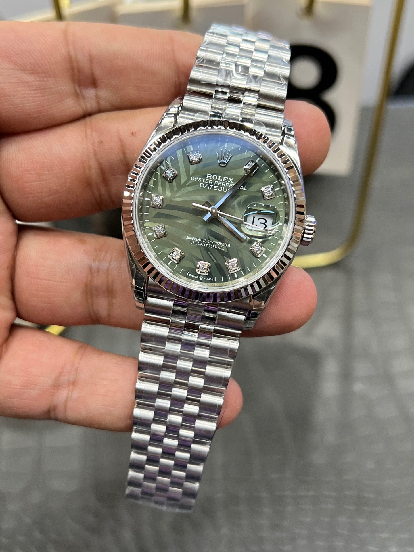 Rolex Datejust 36 mm – Ref. 126234-0055 (Palm Motif Dial)