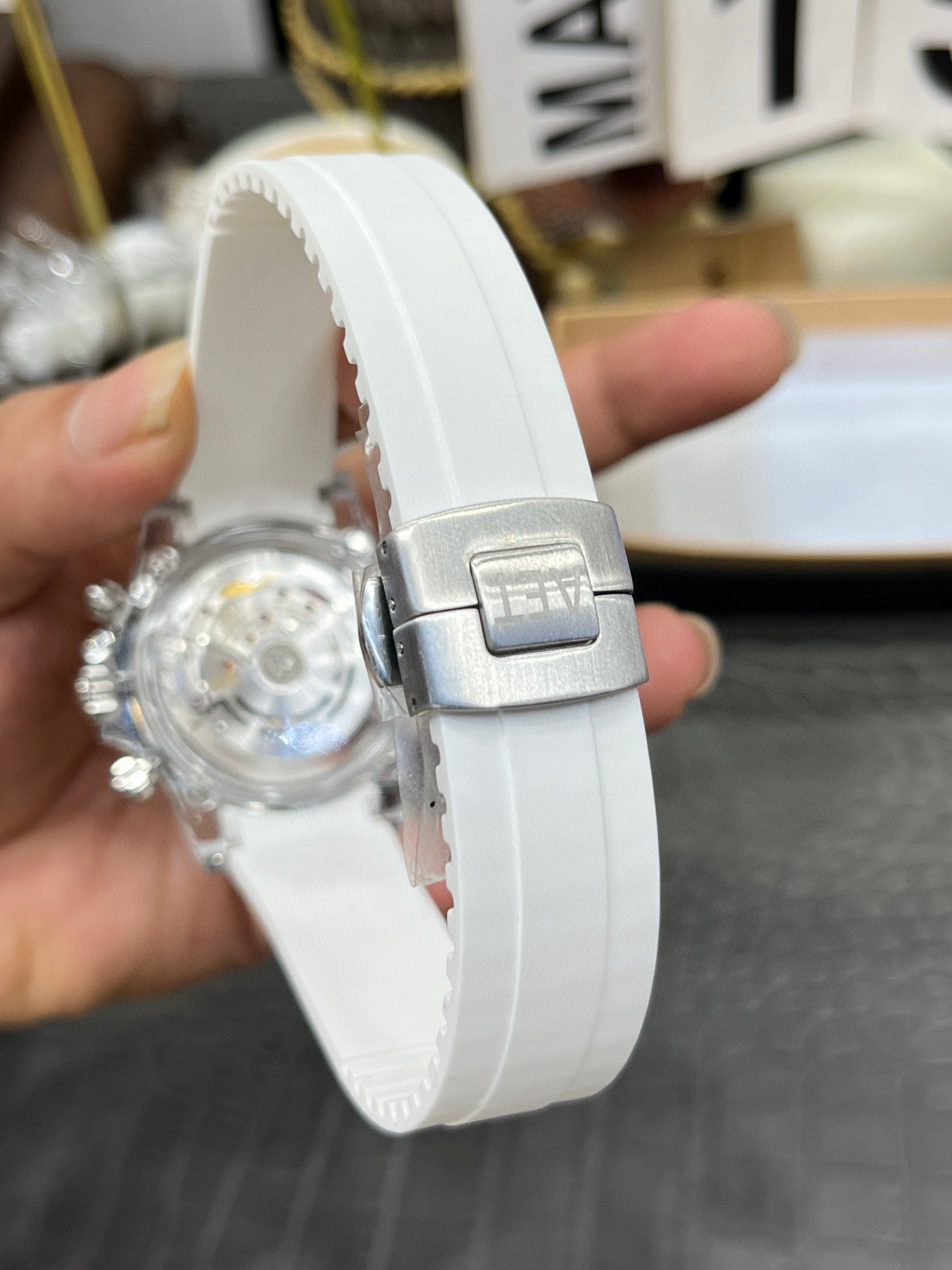 Rolex Daytona Custom Skeleton Transparent Case with Rainbow Bezel