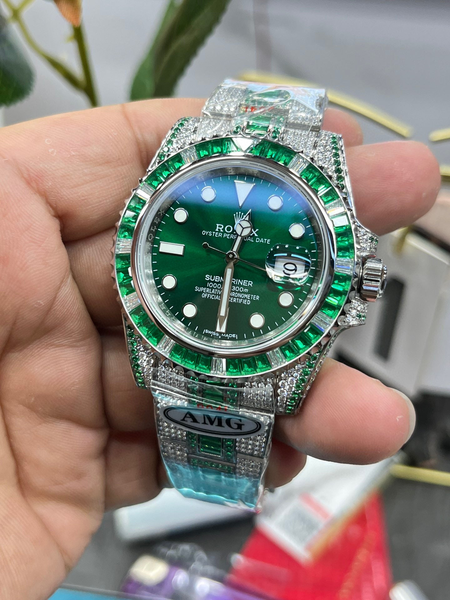 Rolex Submariner 116610 Full Diamond Paved – "Green Ghost" Custom