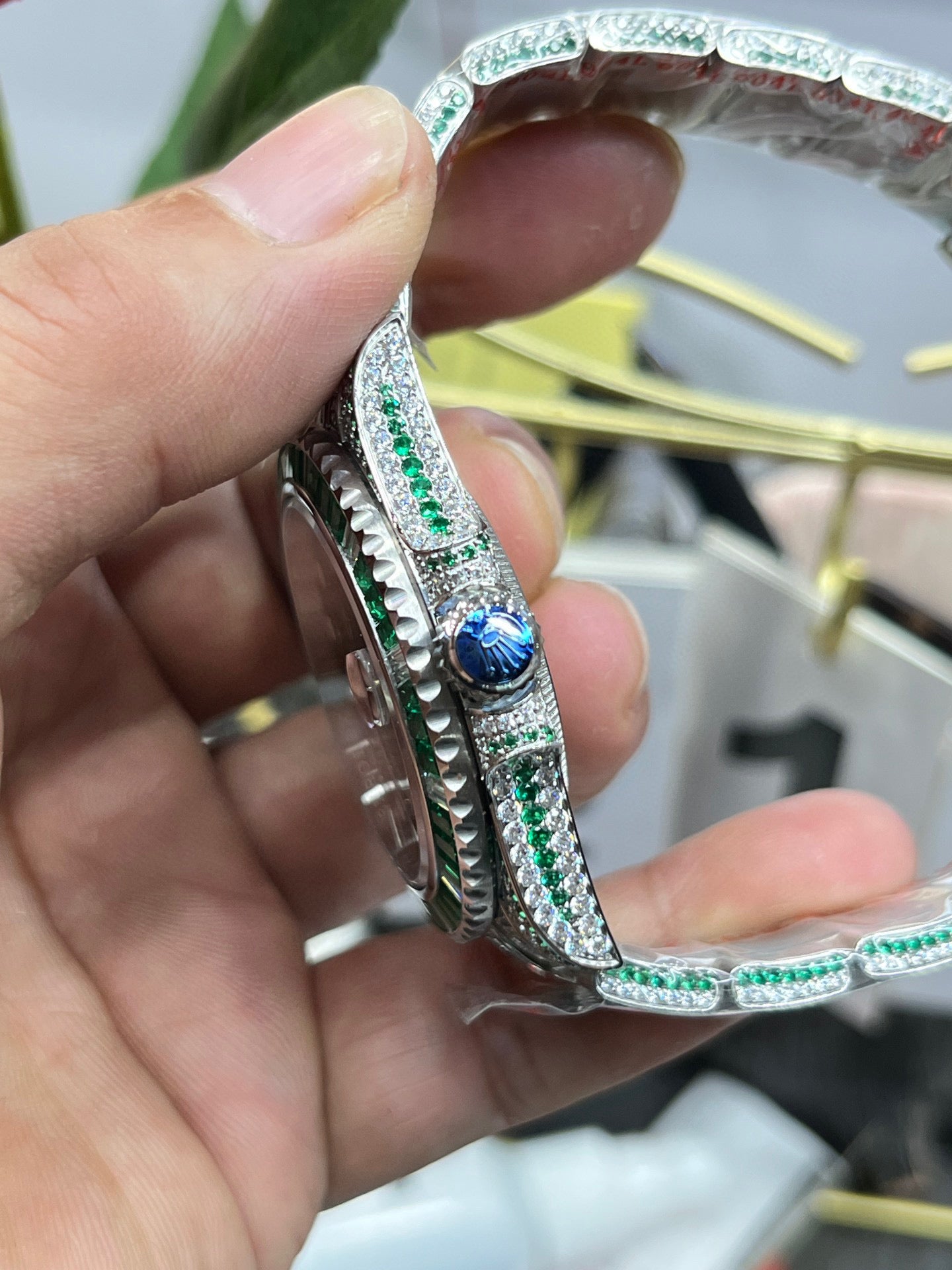 Rolex Submariner 116610 Full Diamond Paved – "Green Ghost" Custom