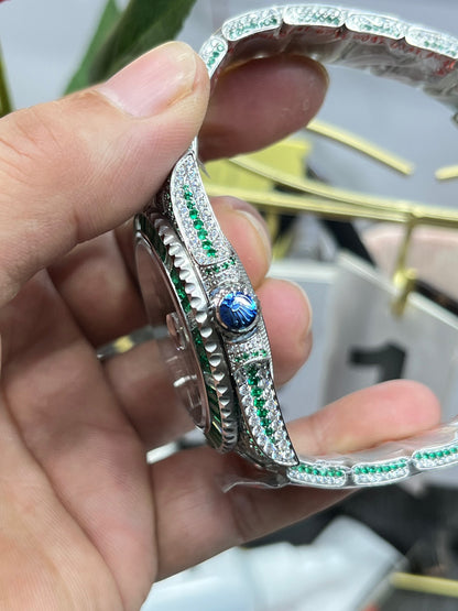 Rolex Submariner 116610 Full Diamond Paved – "Green Ghost" Custom