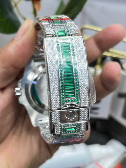 Rolex Submariner 116610 Full Diamond Paved – "Green Ghost" Custom