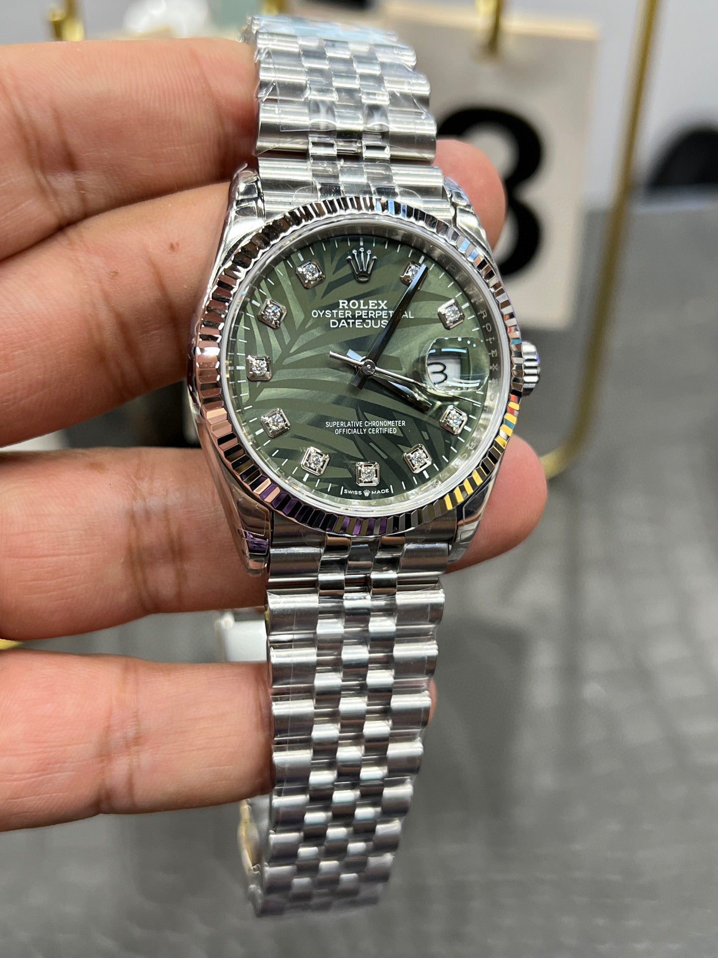Rolex Datejust 36 mm – Ref. 126234-0055 (Palm Motif Dial)