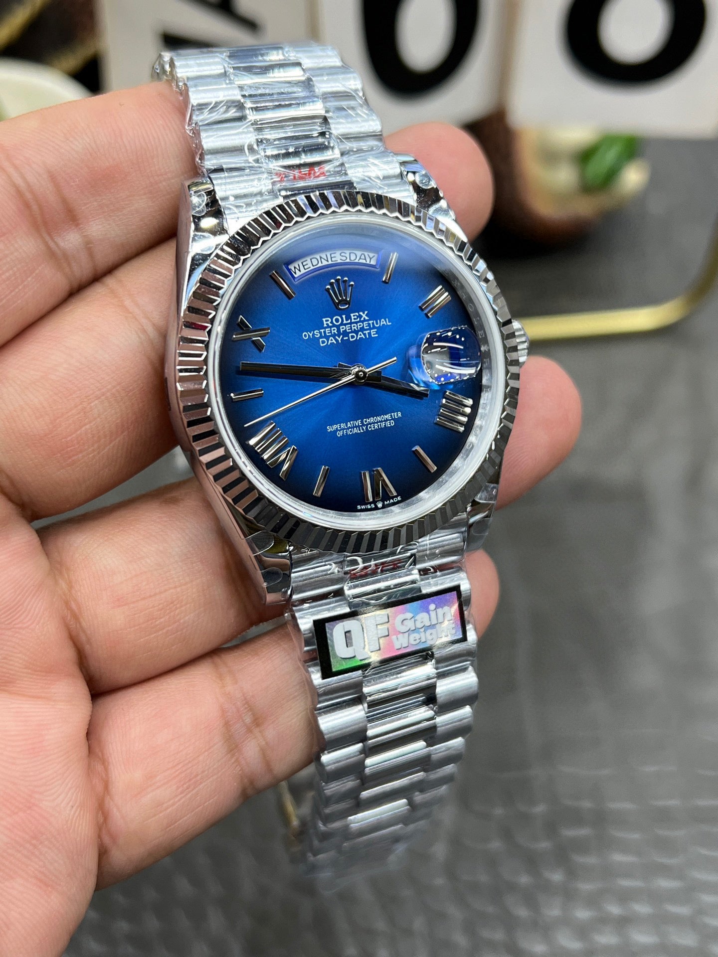 Rolex Day-Date 40 Ref. M228239-0076 “40mm 18-kt White Gold / Blue Ombré Dial”