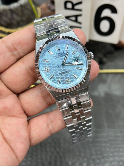 Rolex Land-Dweller 40 Ref. M127336-0001 “40mm Platinum / Ice Blue Honeycomb Dial”