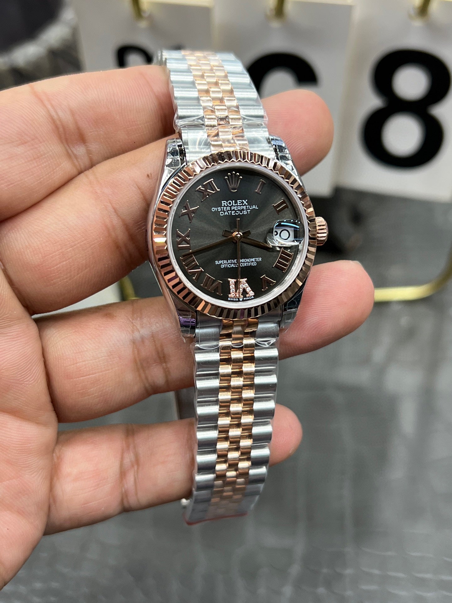Rolex Datejust 31 Ref. 278271-0030 “31mm Everose Rolesor / Slate Grey Diamond-Dial