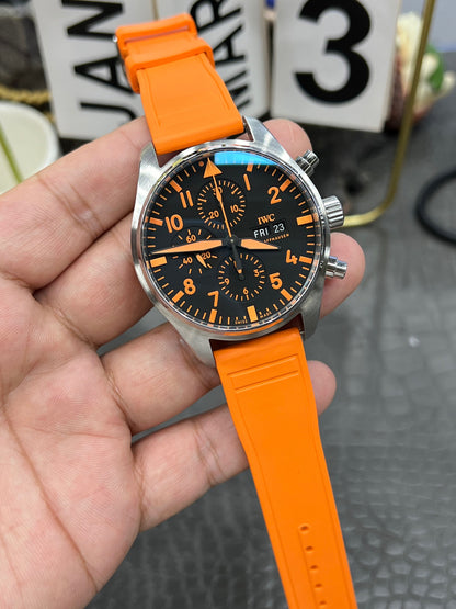 IWC Pilot’s Watch Chronograph Ref. IW377730 “43mm Steel / Black Dial ‘Orange Storm