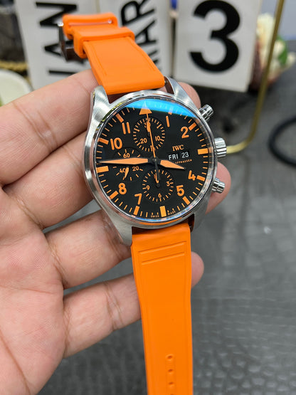 IWC Pilot’s Watch Chronograph Ref. IW377730 “43mm Steel / Black Dial ‘Orange Storm