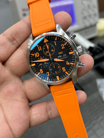 IWC Pilot’s Watch Chronograph Ref. IW377730 “43mm Steel / Black Dial ‘Orange Storm