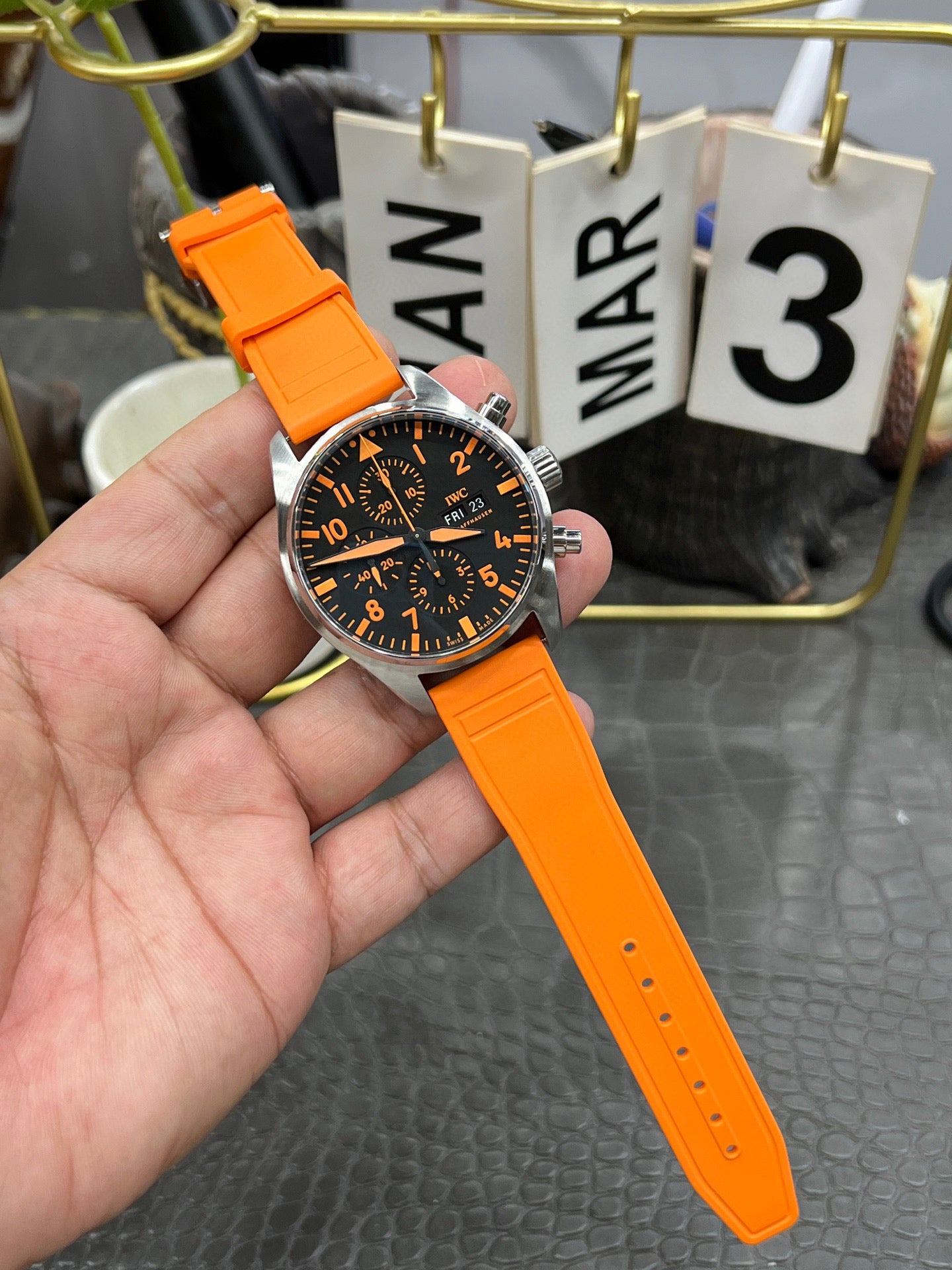 IWC Pilot’s Watch Chronograph Ref. IW377730 “43mm Steel / Black Dial ‘Orange Storm
