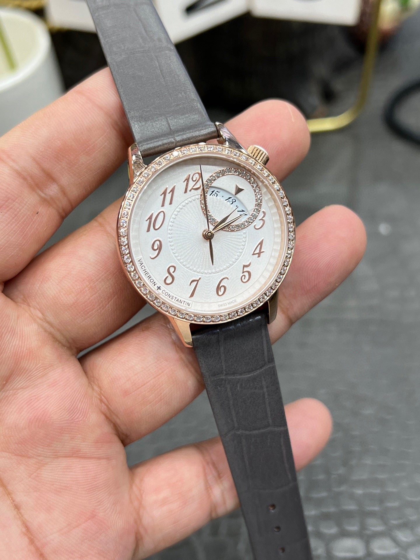 Vacheron Constantin Égérie Self-Winding Ref. 4605F/000R-B496 “35mm 18K Pink Gold / Silvered Opaline Pleated Dial with Diamonds