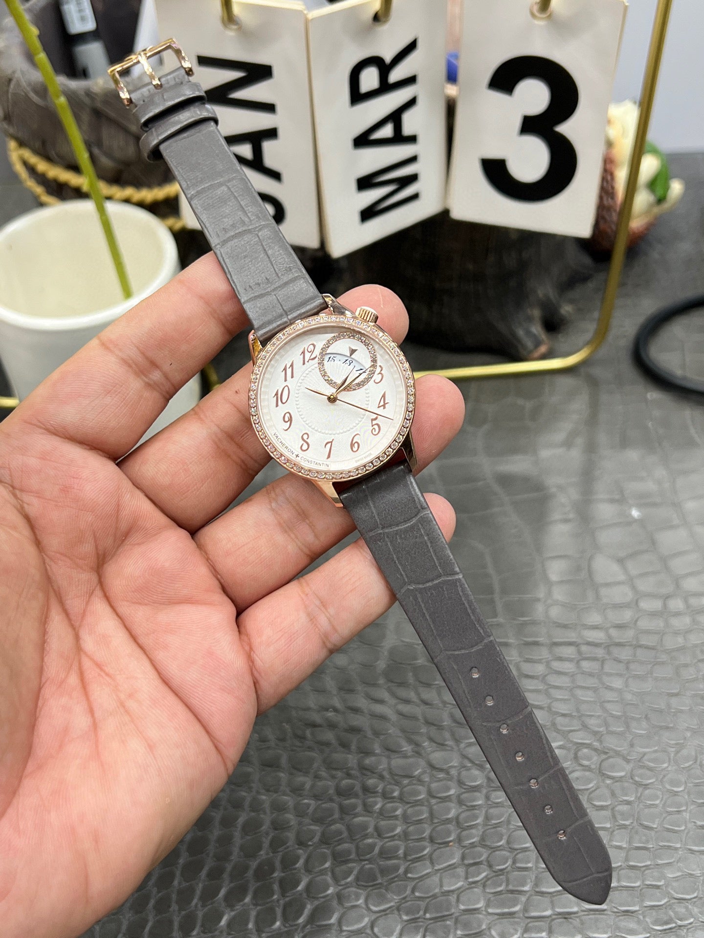 Vacheron Constantin Égérie Self-Winding Ref. 4605F/000R-B496 “35mm 18K Pink Gold / Silvered Opaline Pleated Dial with Diamonds