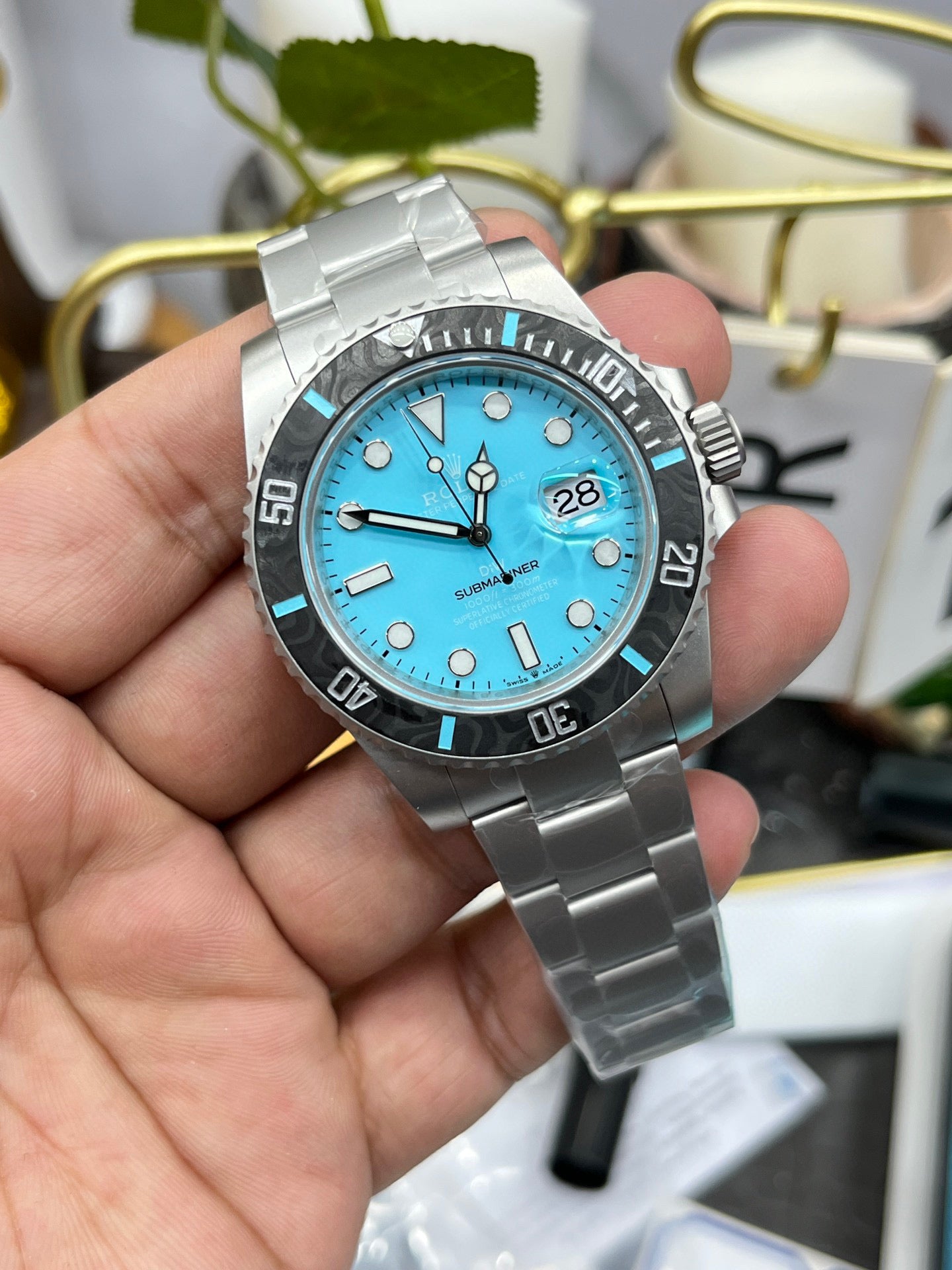 Rolex Submariner Custom Carbon Case with Tiffany Blue Dial