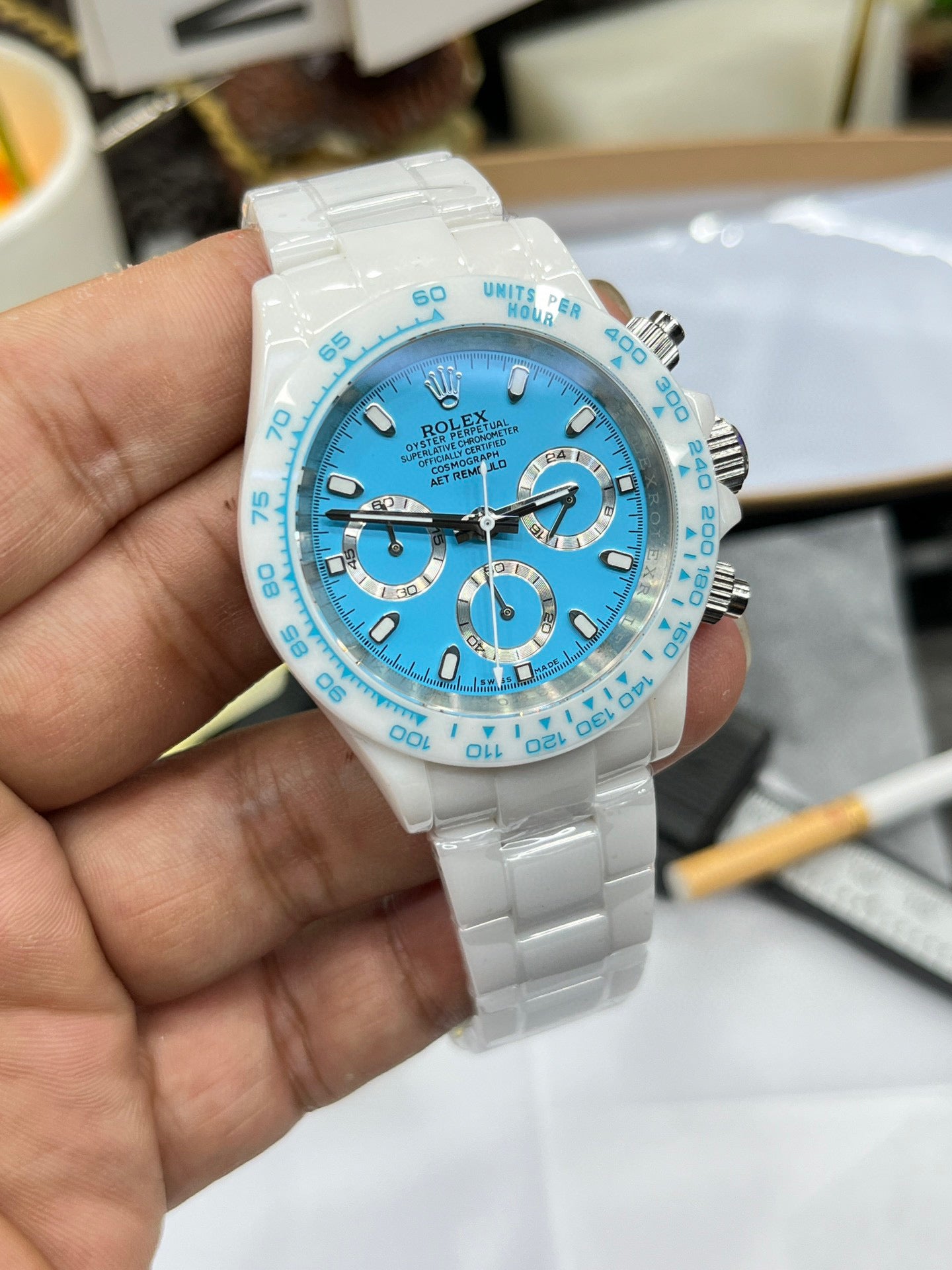 Rolex Daytona Custom White Ceramic with Tiffany Blue Dial