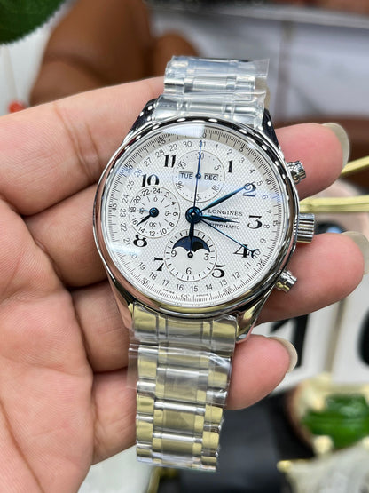 Longines Master Collection Chronograph Moonphase (белый циферблат, «8 стрелок»)