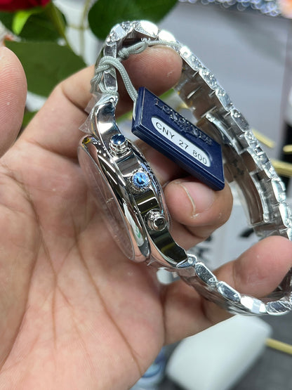 Longines с 8 стрелками, лунный фазовый индикатор, синий циферблат