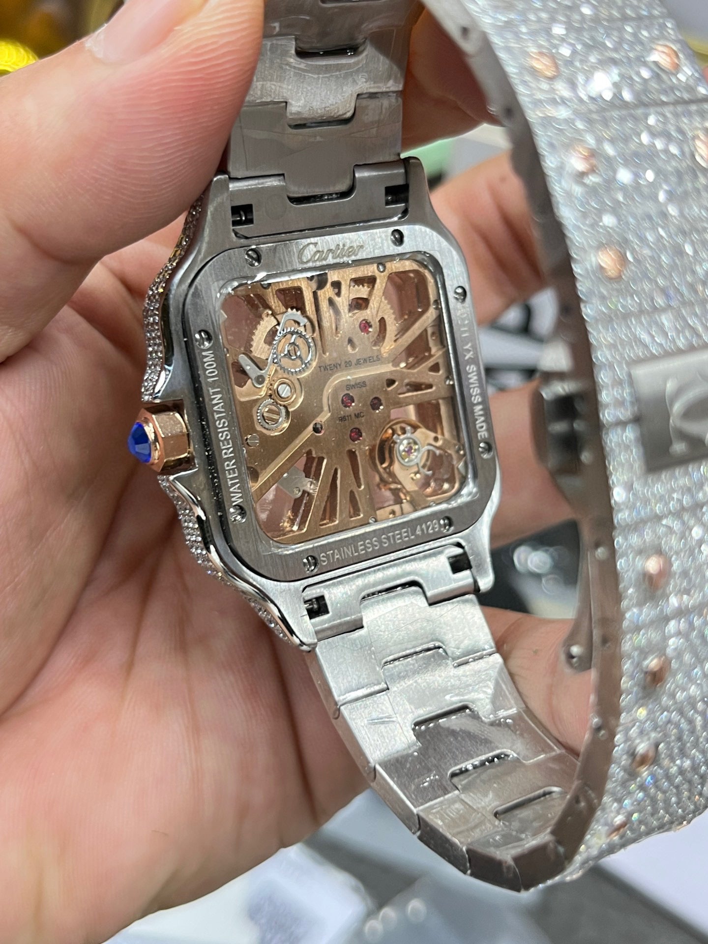 Cartier Santos Full Diamond Custom WHAS0042
