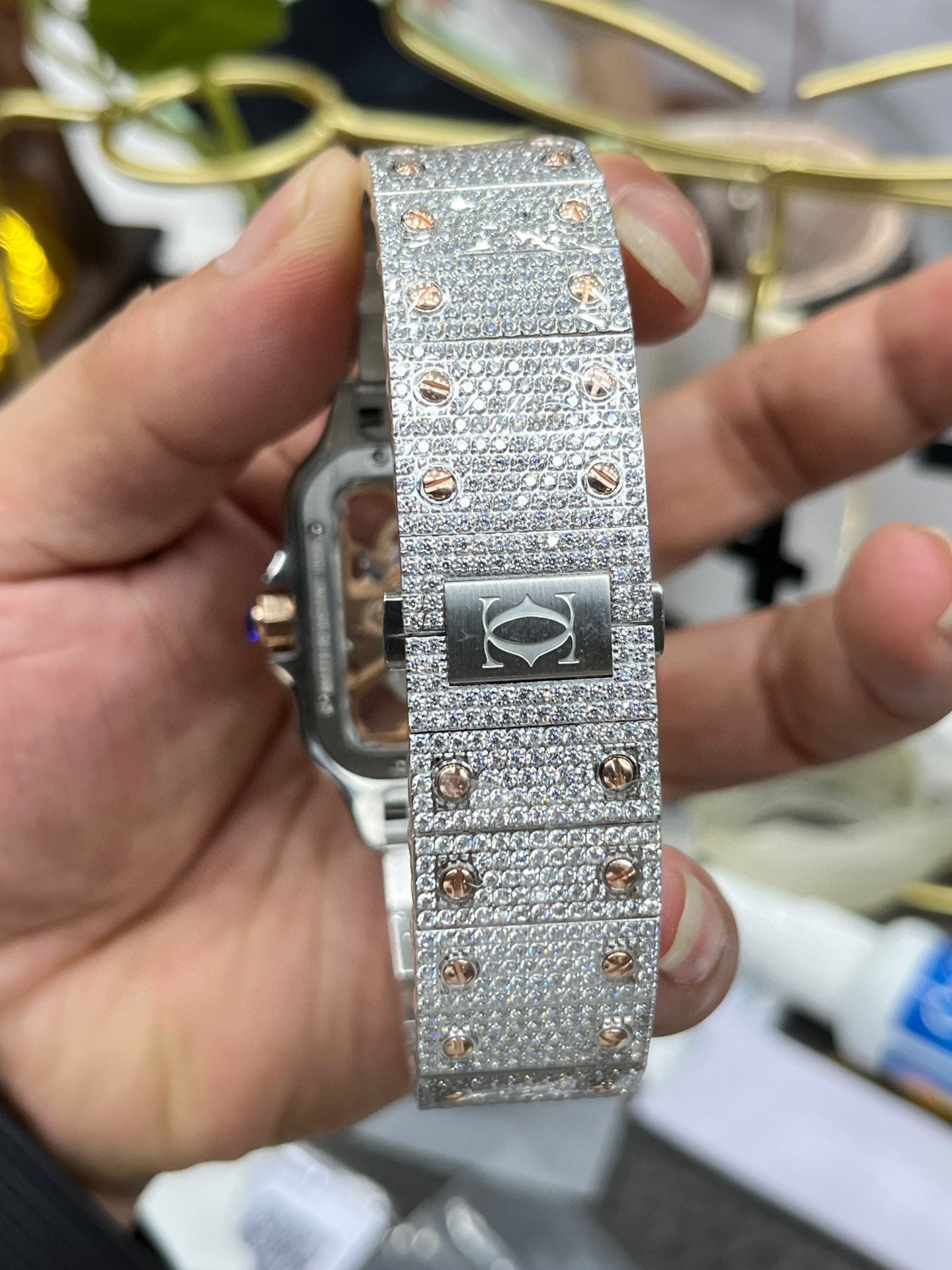 Cartier Santos Full Diamond Custom WHAS0042