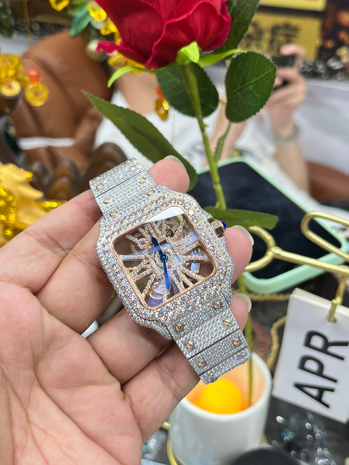 Cartier Santos Full Diamond Custom WHAS0042