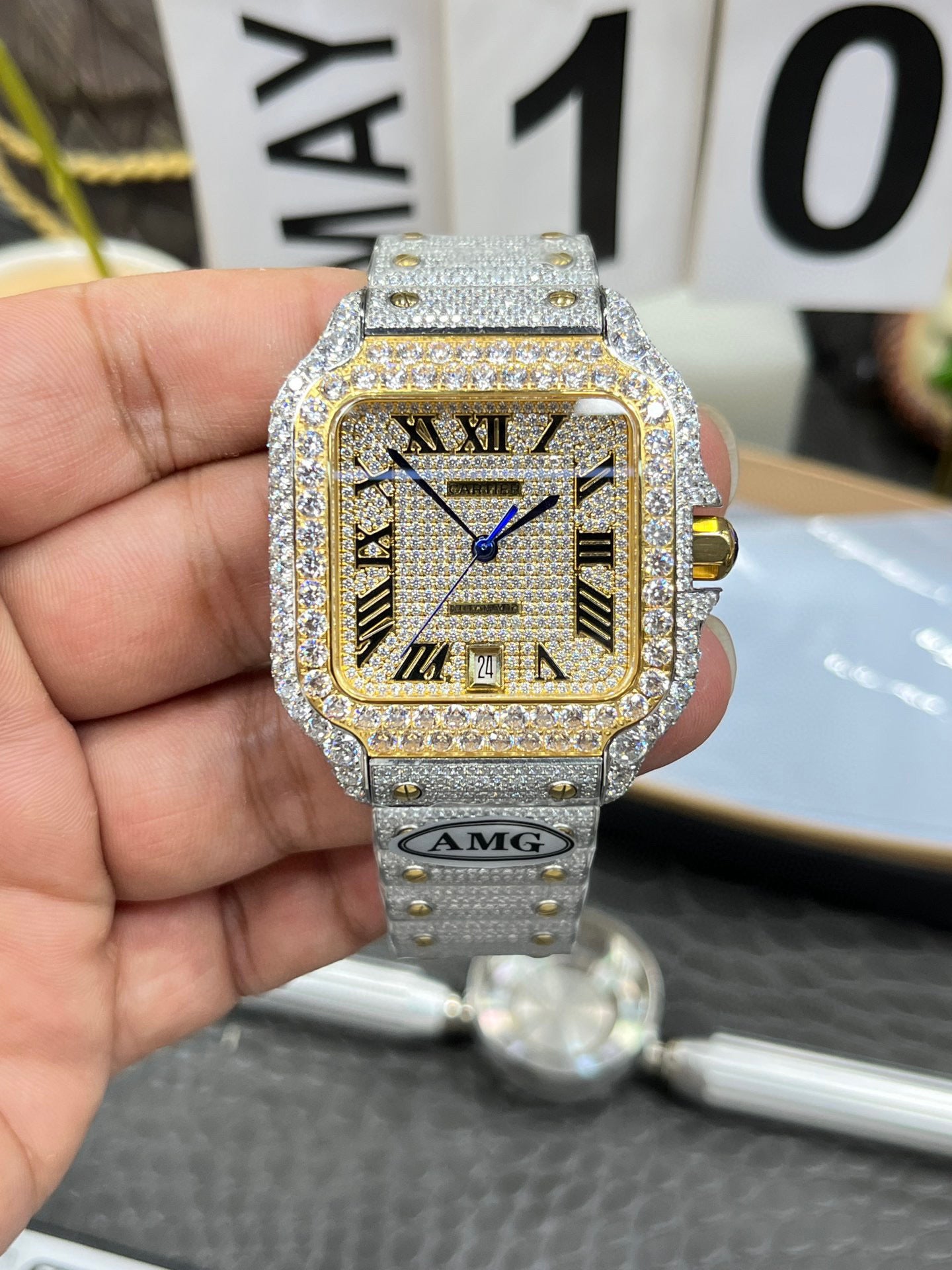 Cartier Santos Full Diamond Custom