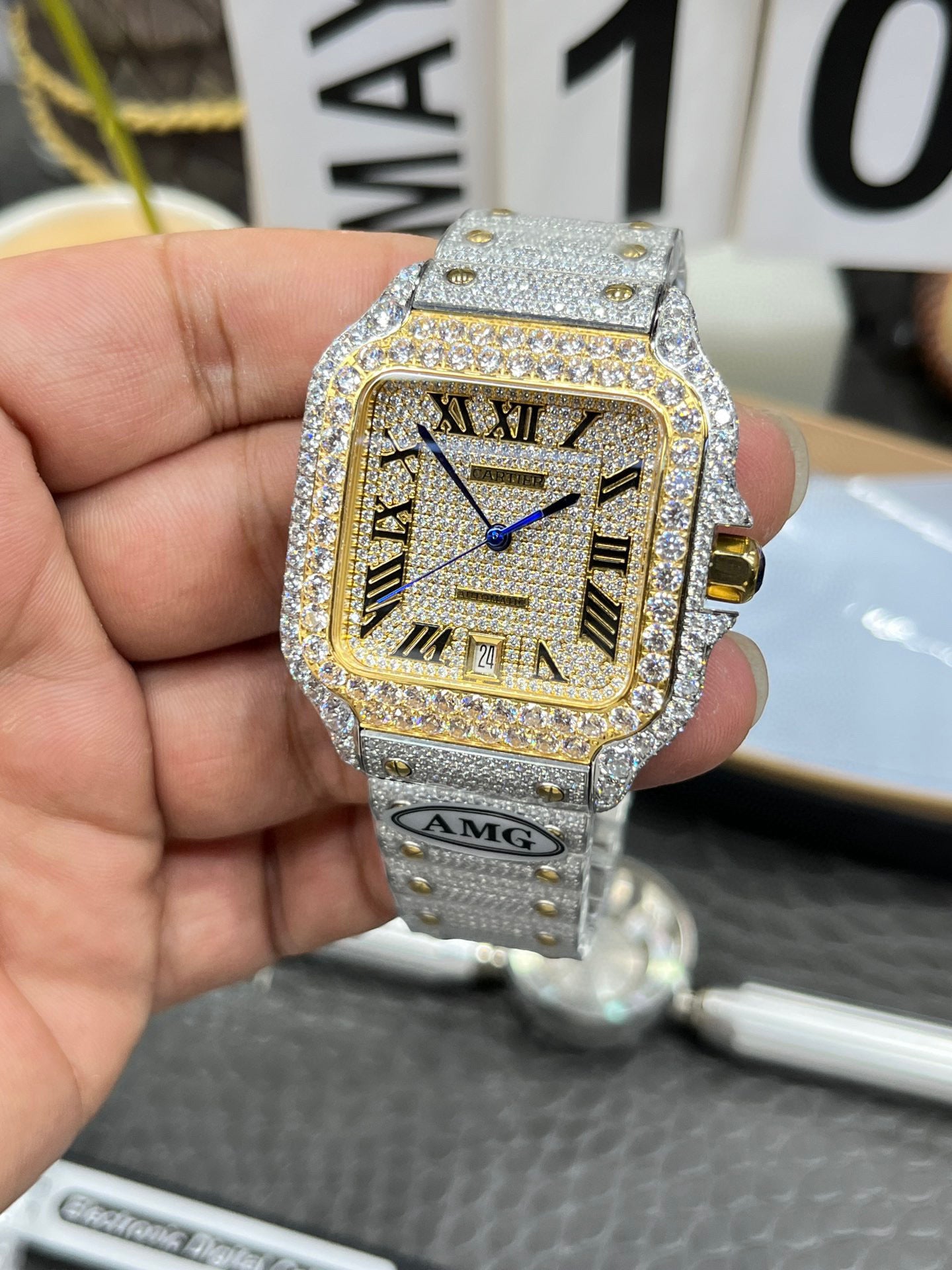 Cartier Santos Full Diamond Custom