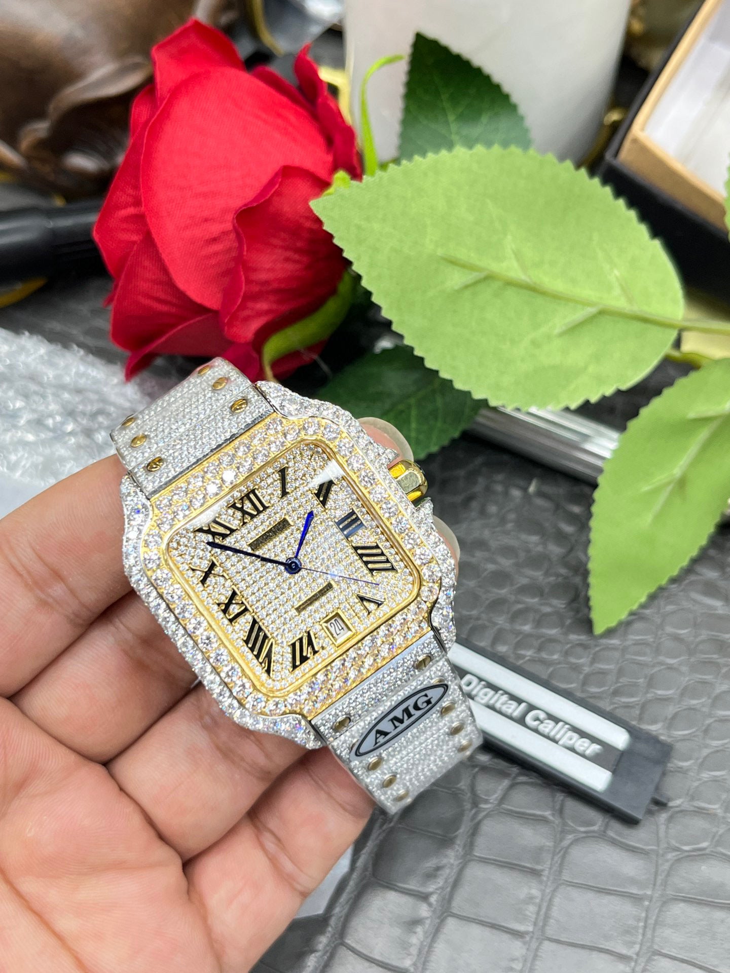 Cartier Santos Full Diamond Custom