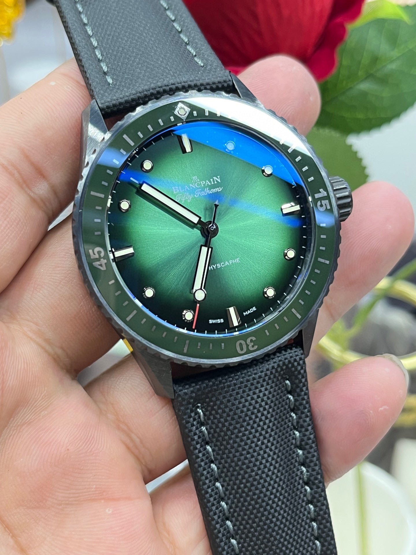 Blancpain Fifty Fathoms Bathyscaphe “Aurora Green” 5000-0153-B52A