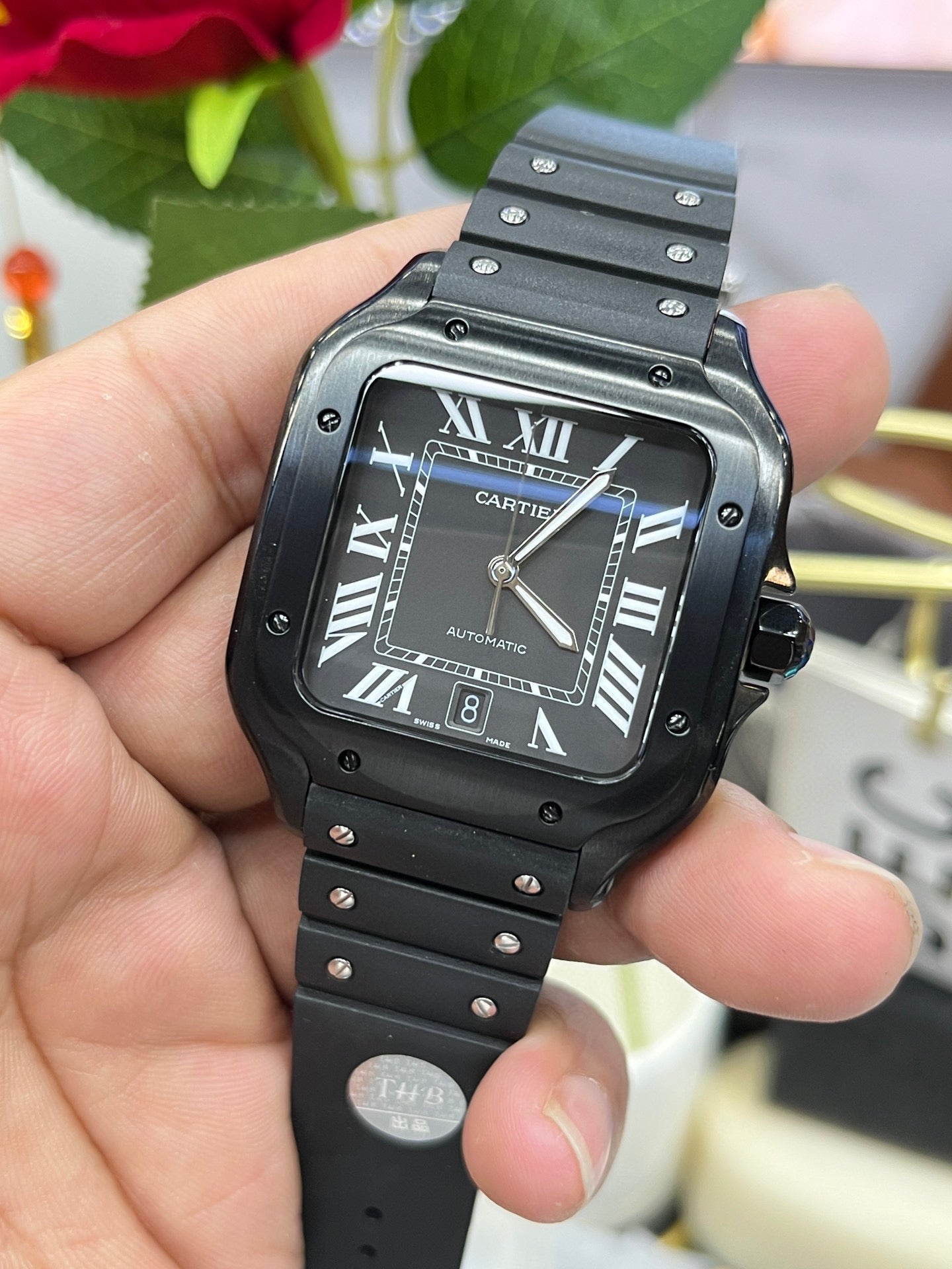 Cartier Santos WSSA0006 с чёрной керамикой