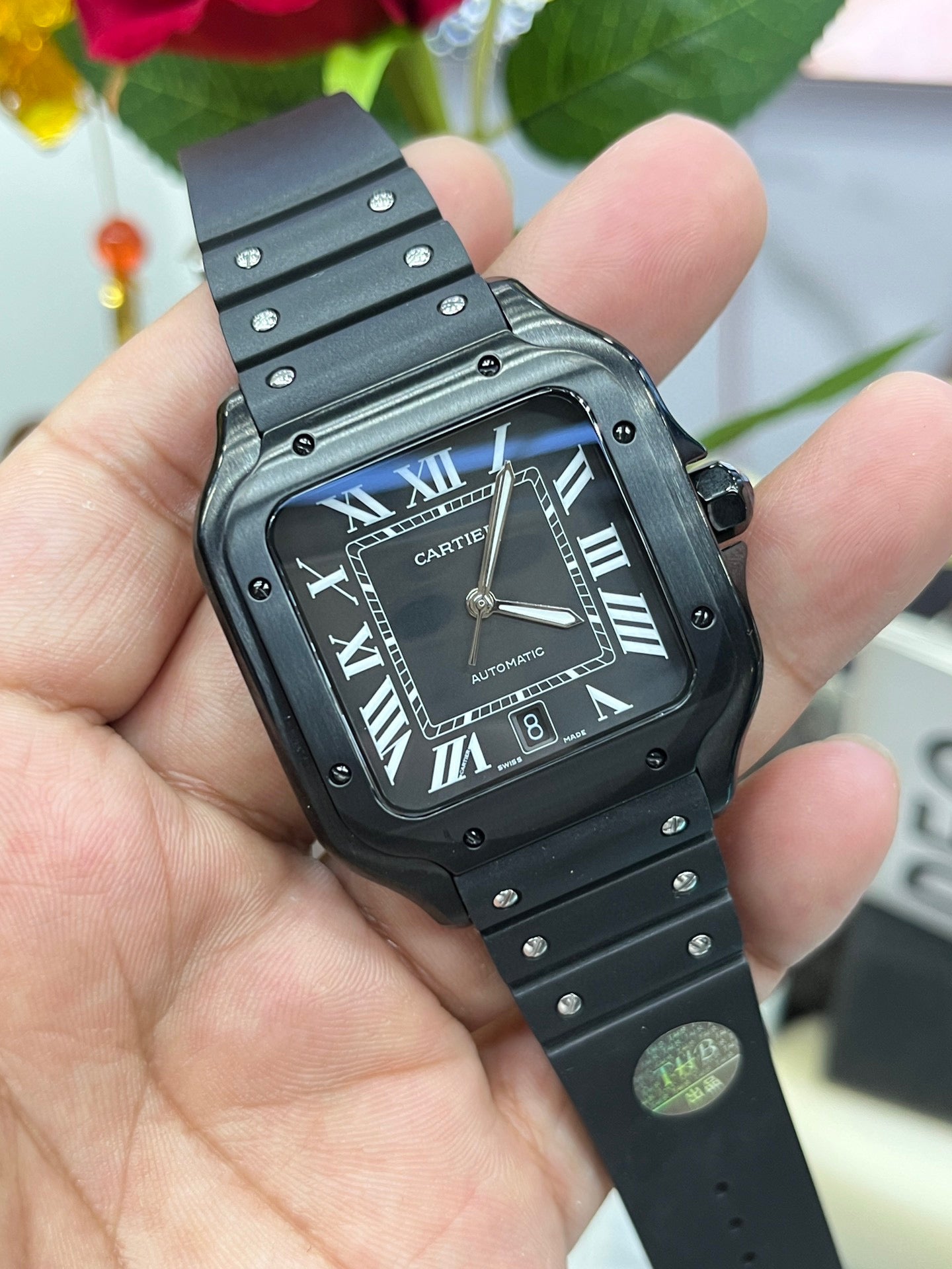 Cartier Santos WSSA0006 с чёрной керамикой