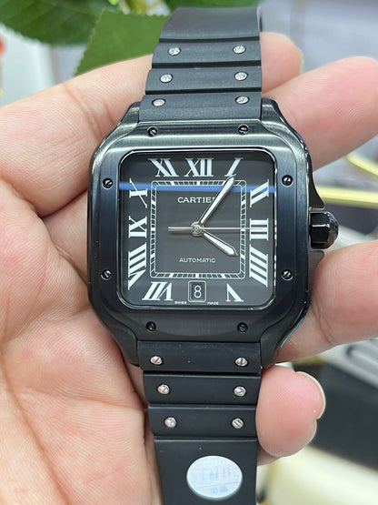 Cartier Santos WSSA0006 с чёрной керамикой