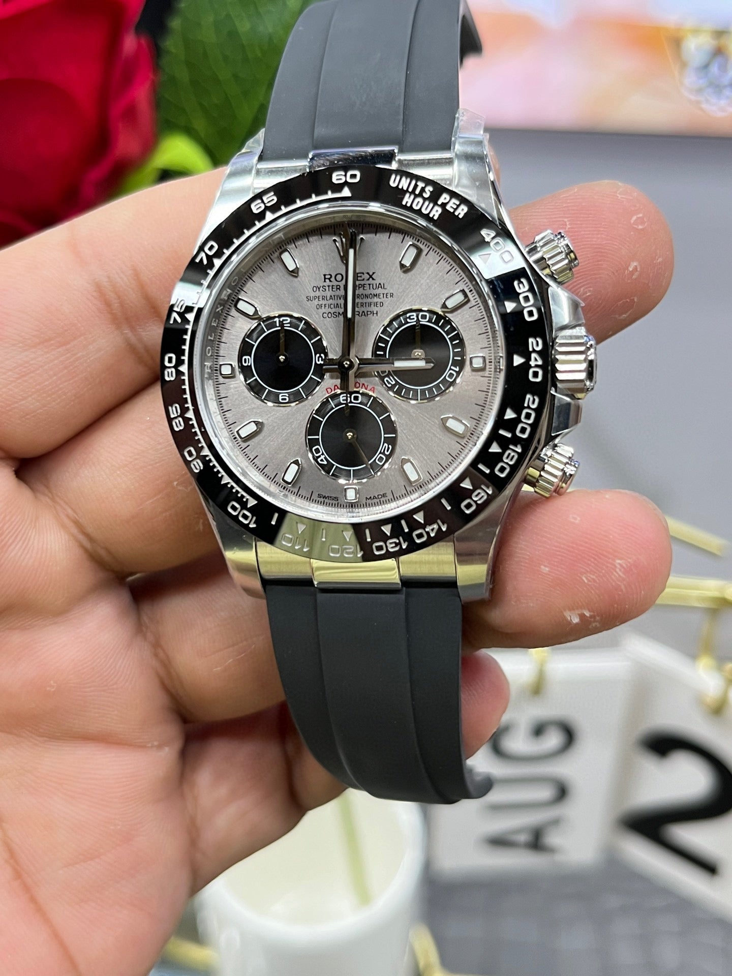 Rolex Daytona с серым резиновым ремешком）116519LN-0024
