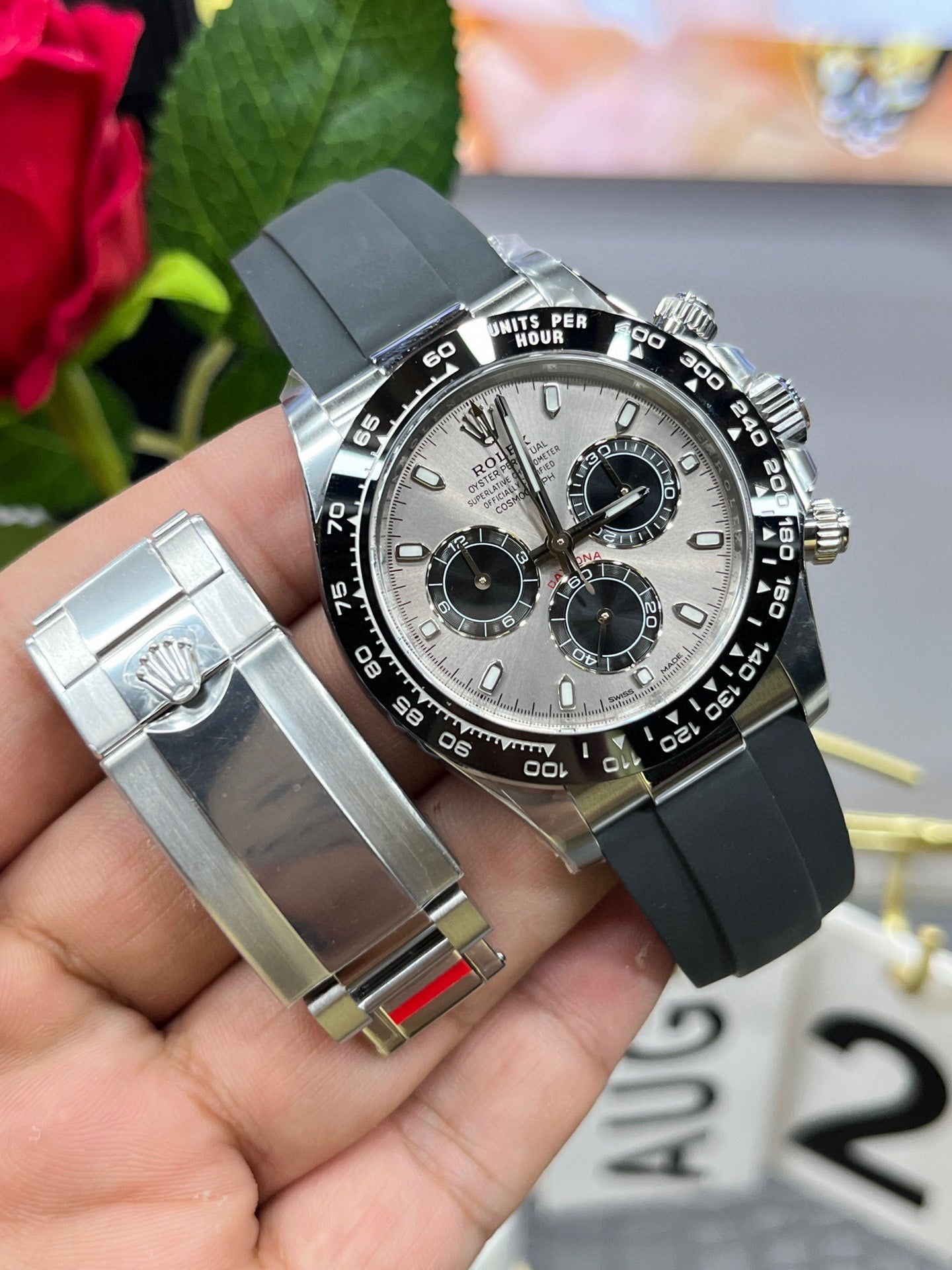 Rolex Daytona с серым резиновым ремешком）116519LN-0024