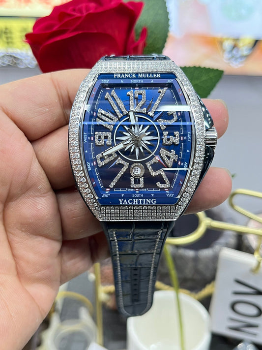 Franck Muller Vanguard V45 Yachting Diamond Bezel Blue Dial (Franck Muller Vanguard V45 Yachting с бриллиантовым безелем, синий циферблат)