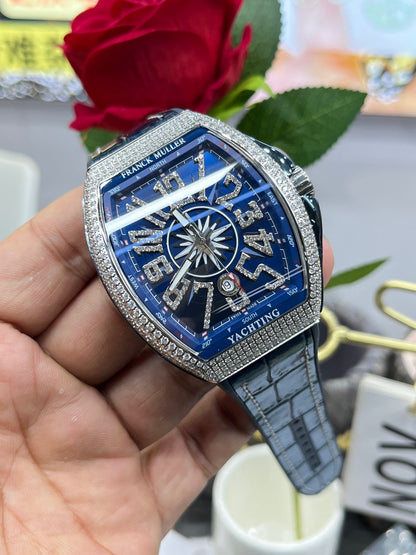 Franck Muller Vanguard V45 Yachting Diamond Bezel Blue Dial (Franck Muller Vanguard V45 Yachting с бриллиантовым безелем, синий циферблат)