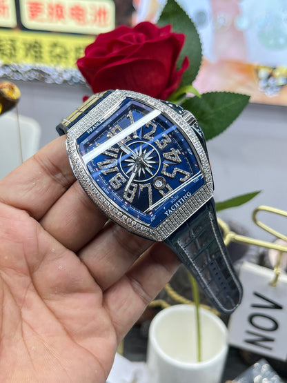 Franck Muller Vanguard V45 Yachting Diamond Bezel Blue Dial (Franck Muller Vanguard V45 Yachting с бриллиантовым безелем, синий циферблат)