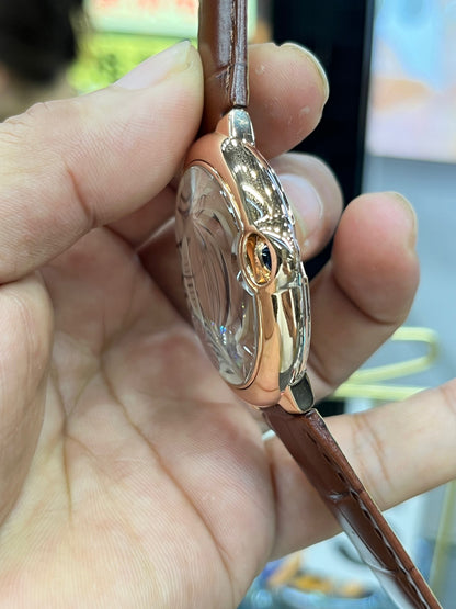 Cartier Ballon Bleu de Cartier WGBB0039 (Cartier Ballon Bleu de Cartier 42 мм, розовое золото, синий циферблат)