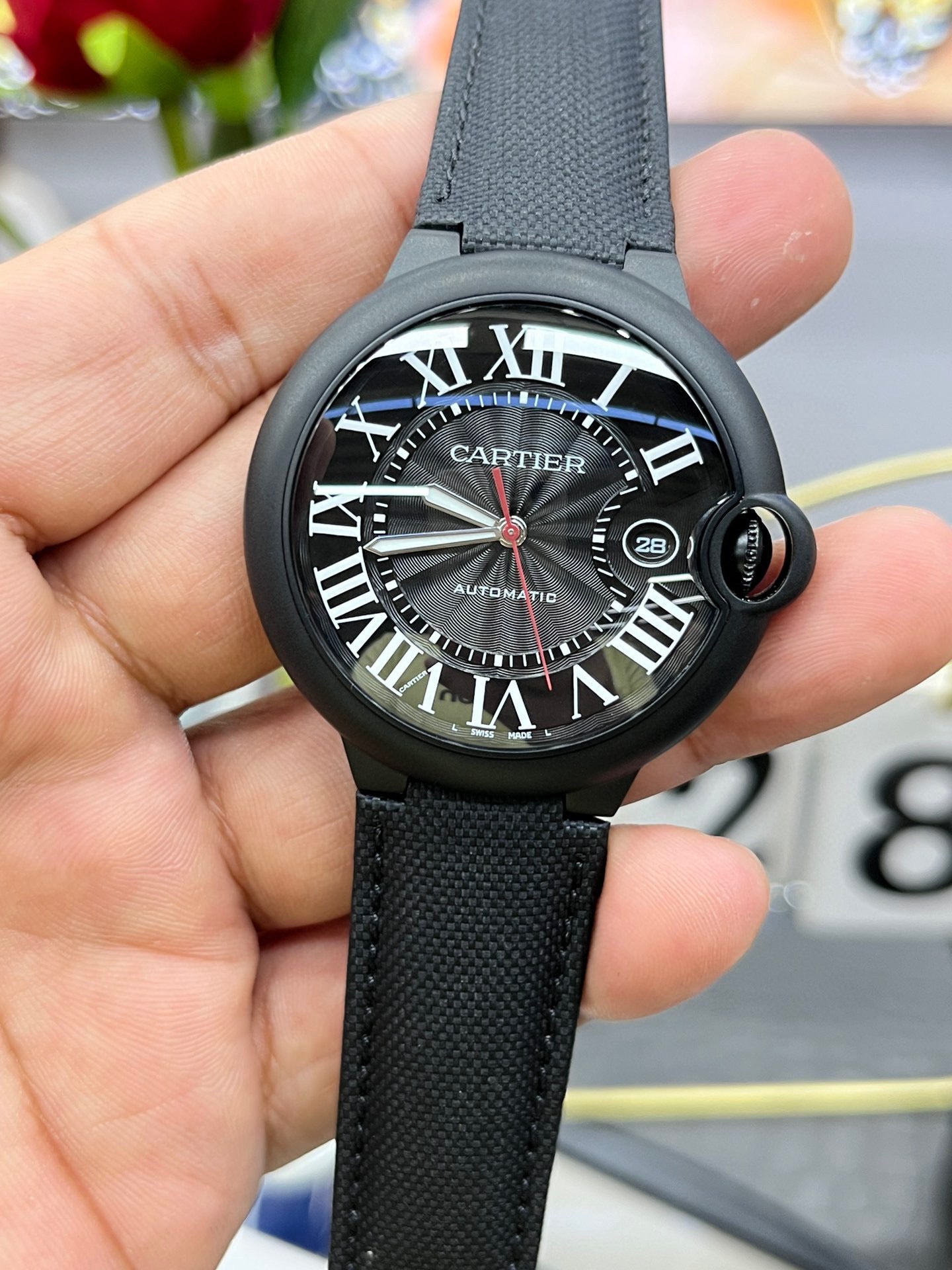 Cartier Ballon Bleu de Cartier WSBB0027 (Cartier Ballon Bleu чёрная керамика, синий циферблат)