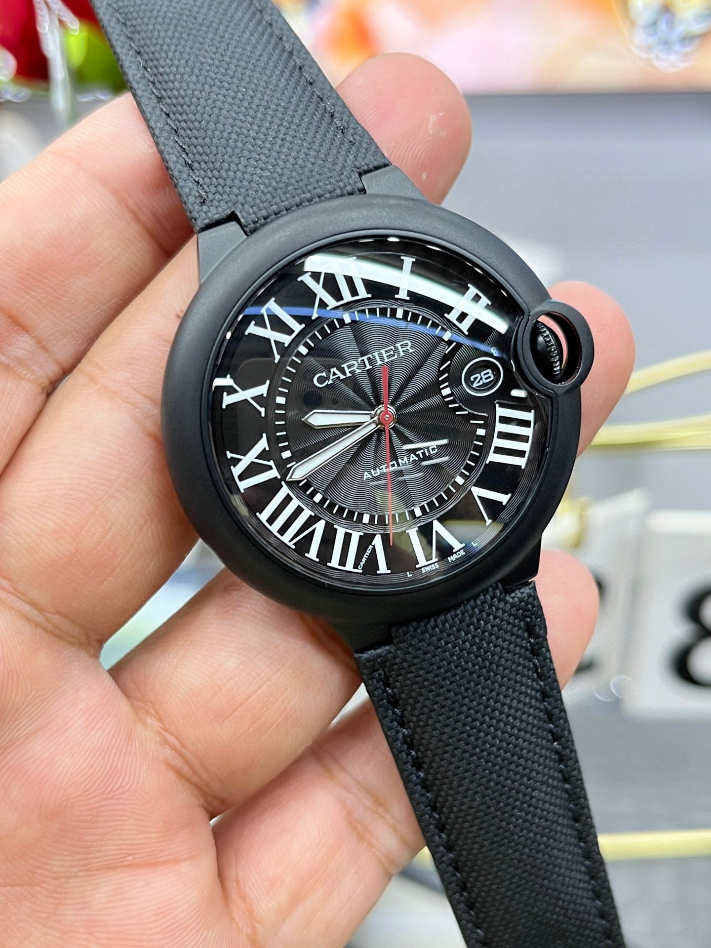 Cartier Ballon Bleu de Cartier WSBB0027 (Cartier Ballon Bleu чёрная керамика, синий циферблат)