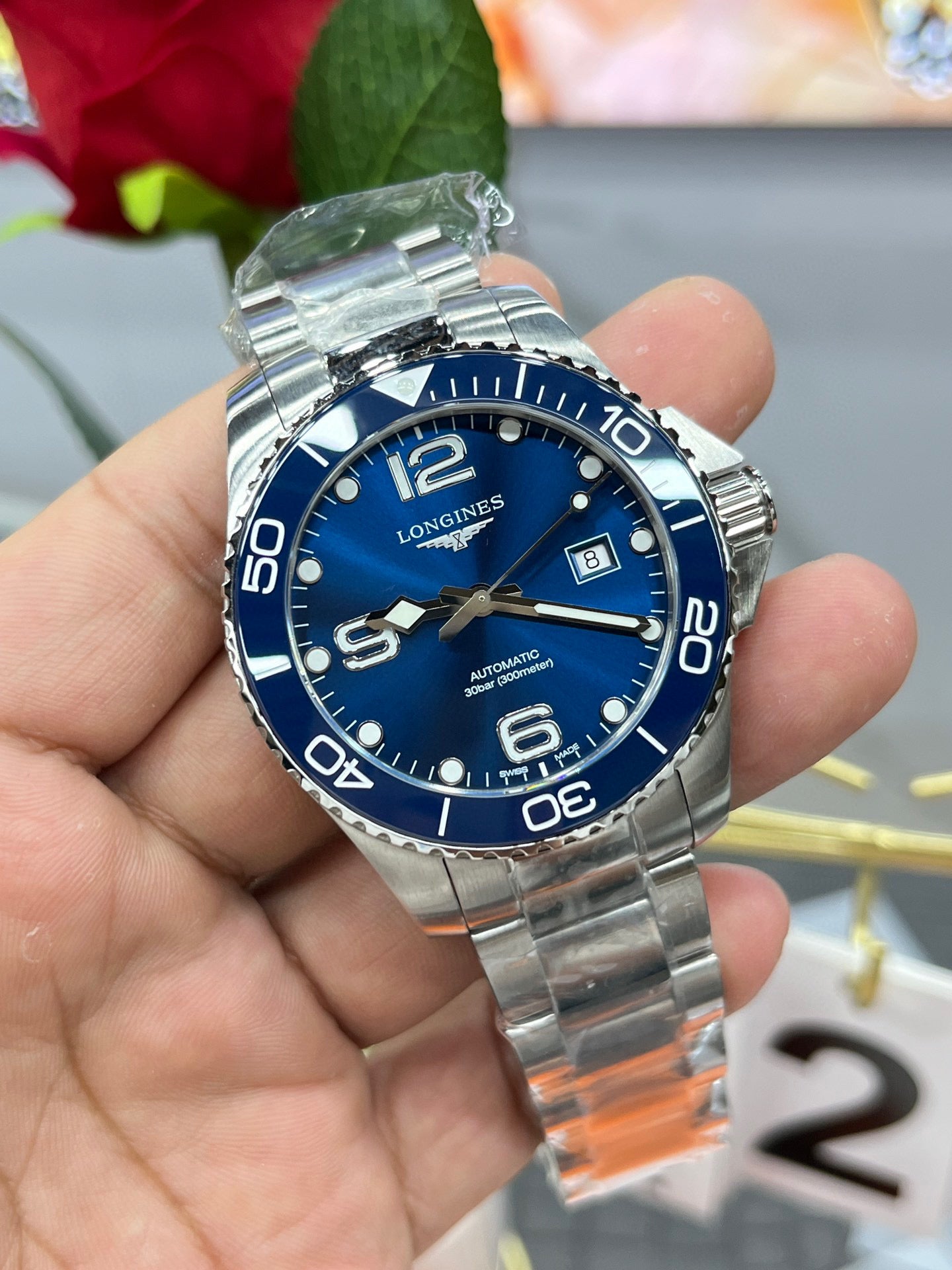 Longines Conquest L3.781.4.96.9 (Longines Conquest синий циферблат)