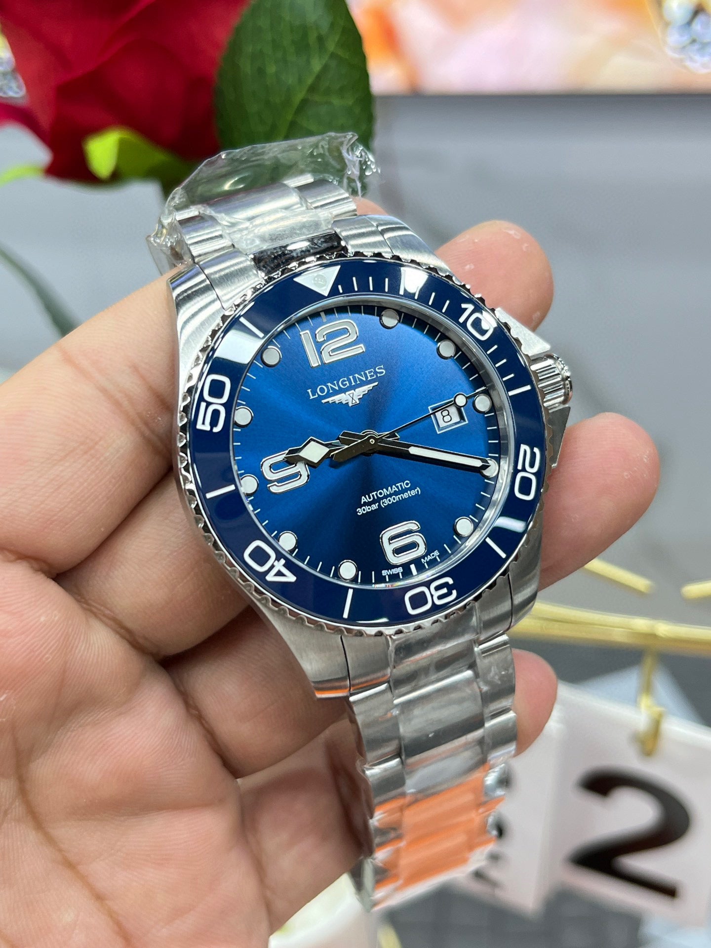 Longines Conquest L3.781.4.96.9 (Longines Conquest синий циферблат)