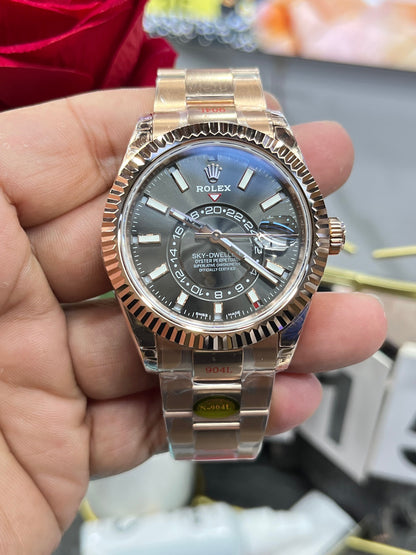 Rolex Sky-Dweller 336935 (Rolex Sky-Dweller из розового золота, серый циферблат)