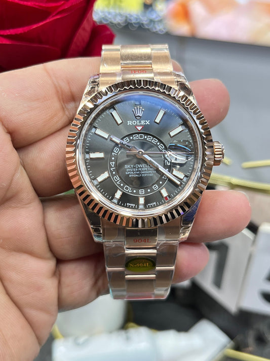 Rolex Sky-Dweller 336935 (Rolex Sky-Dweller из розового золота, серый циферблат)