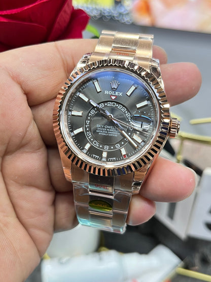 Rolex Sky-Dweller 336935 (Rolex Sky-Dweller из розового золота, серый циферблат)