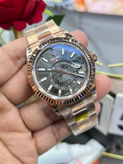 Rolex Sky-Dweller 336935 (Rolex Sky-Dweller из розового золота, серый циферблат)