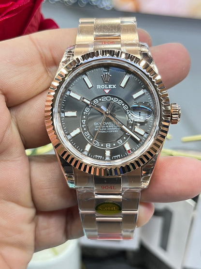 Rolex Sky-Dweller 336935 (Rolex Sky-Dweller из розового золота, серый циферблат)