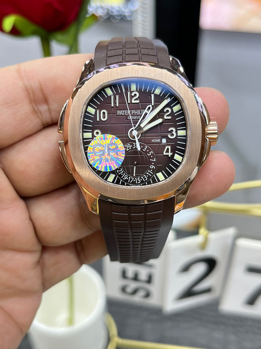 Patek Philippe Aquanaut Travel Time 5164R-001 («Акванавт Travel Time», «граната», розовое золото)