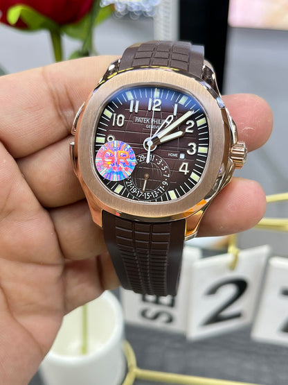 Patek Philippe Aquanaut Travel Time 5164R-001 («Акванавт Travel Time», «граната», розовое золото)