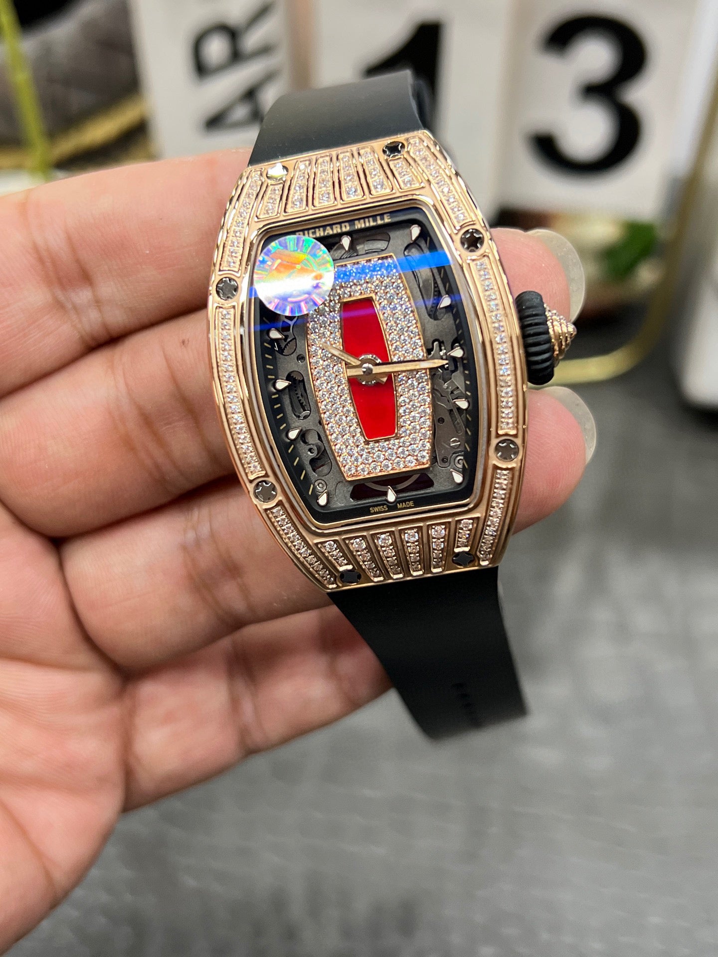 Richard Mille RM 07-01 Red Lips Full Diamond Rose Gold (Richard Mille RM 07-01 «Red Lips», розовое золото с бриллиантами)