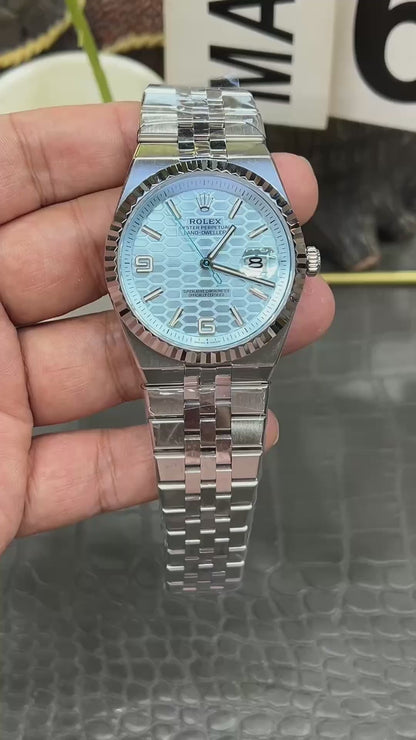 Rolex Land-Dweller 40 Ref. M127336-0001 “40mm Platinum / Ice Blue Honeycomb Dial”